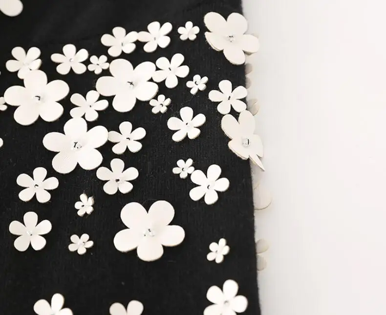 

Women Fashion Pullover White Floral 3D Beading Slim 2020 Autumn Winter Sweater Simple Vintage Knitted Top Slim Sweater p2050