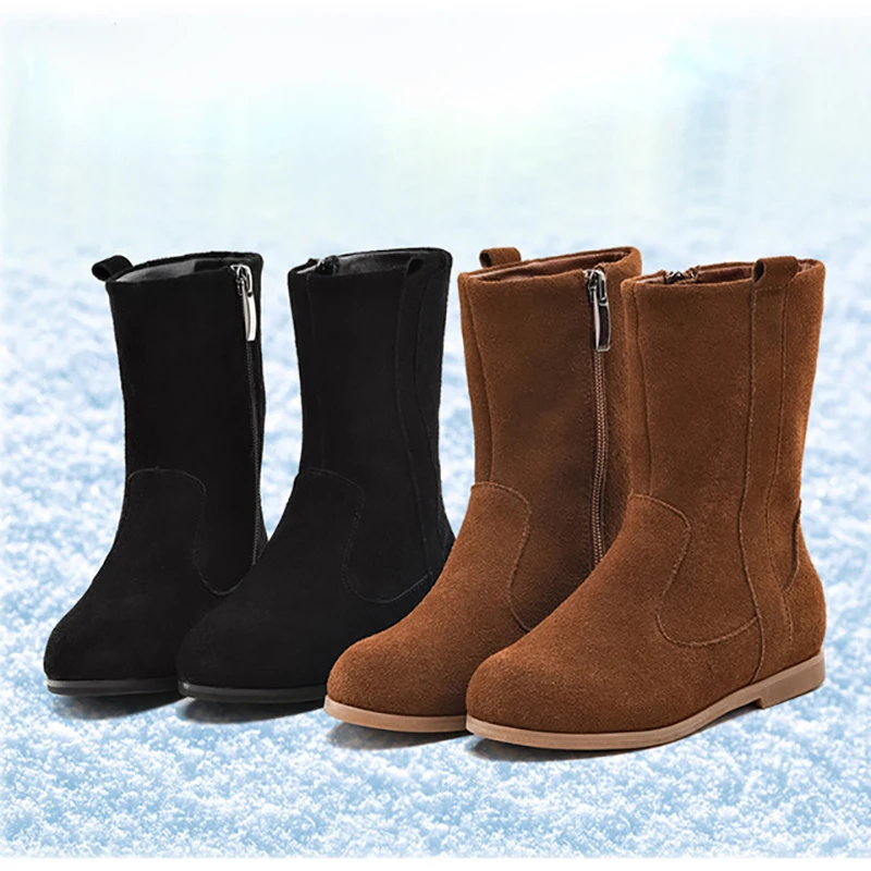 Ботинки Dolakids для девочек кожаные ботинки детские средней длины с боковой молнией