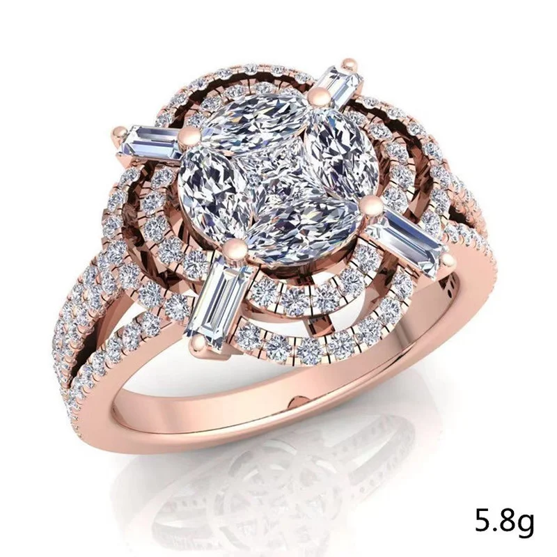 

Trendy 3 Colors Ladies Ring for Women Wedding Gift Luxury Jewelry Cubic Zircon Crystal Ring Bague Femme Anillos Mujer