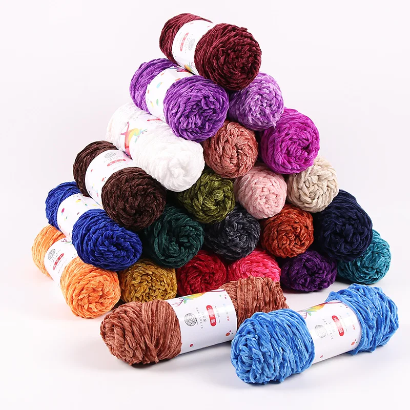 Шерстяная нить из синели 100 г/шар мягкая 100% полиэстер зимняя теплая ручная вязка