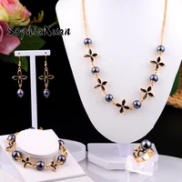 hawaiian high quality jewelry sets flower earrings bracelet ring heart pendants necklace for women hot sell jewelry 2021 jewelry