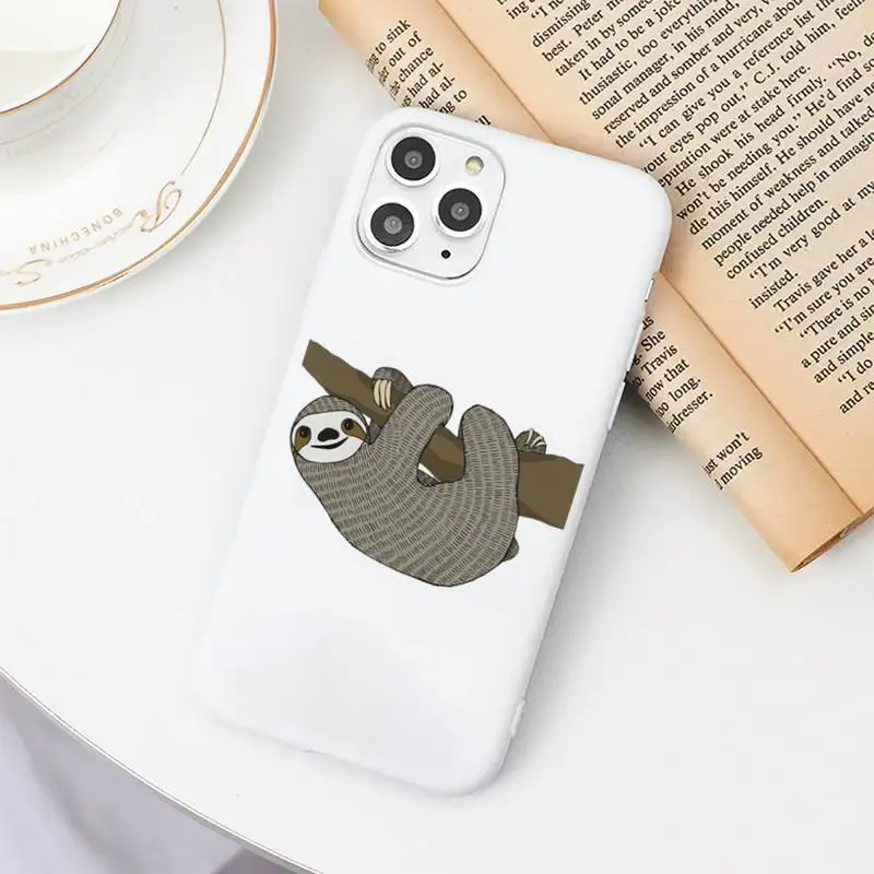 

Sloth Cute Animal Phone Case Candy Color for iPhone 6 7 8 11 12 s mini pro X XS XR MAX Plus