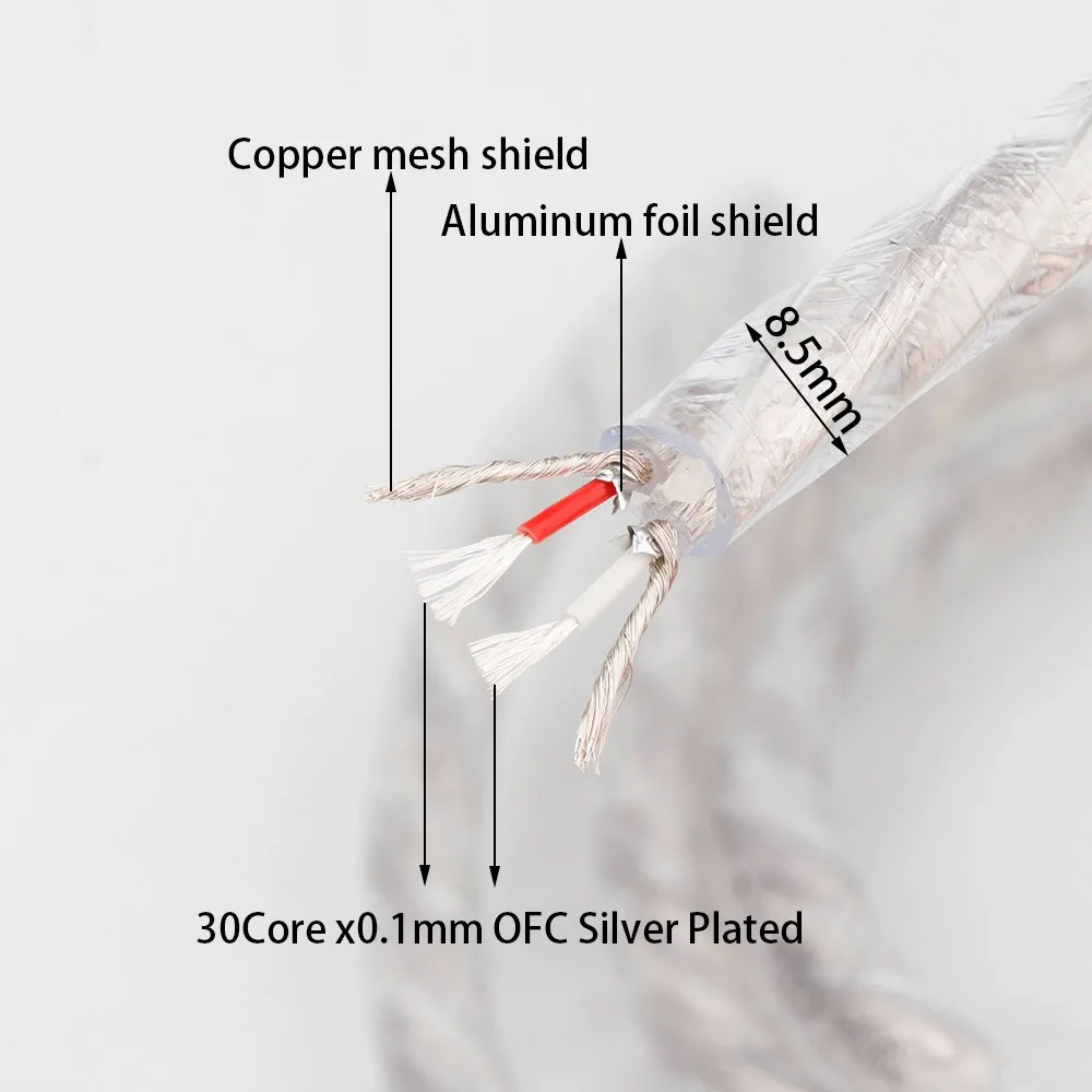 

Preffair X413 HIFI OFC Copper Silver Plated Conductor Audio Signal Cable HIFI Wire Bulk Cable DIY Cable Wire Sold