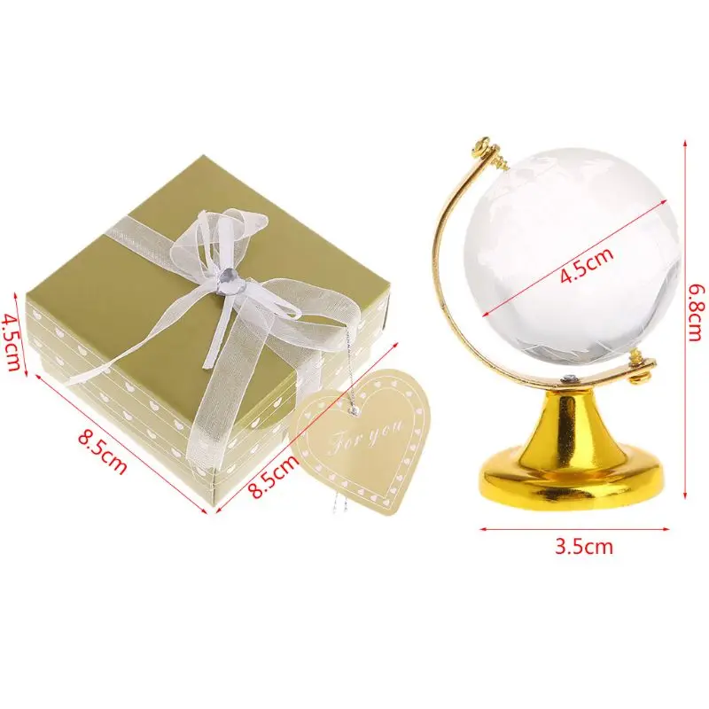 Мини Круглая земля глобус Карта мира прозрачная стеклянная подставка украшение