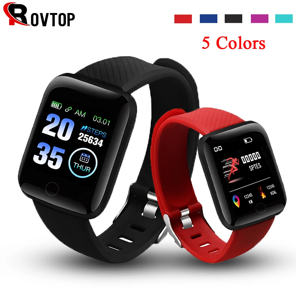 Rovtop цифровые часы умный Браслет android Спорт Фитнес кровяное давление сердечный ритм вызов сообщение напоминание шагомер 116 плюс