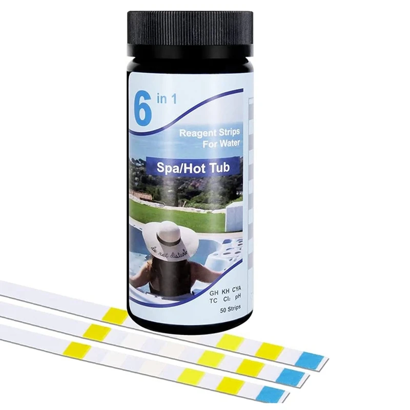 

50 Strip Pool Water Test Strips,6 IN 1 PH Pool Test Strips for Swimming Pools and Spas,for PH Value,Total Alkalinity,Etc