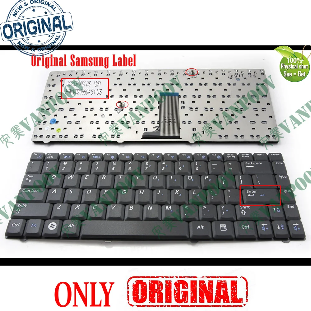 Новая клавиатура для ноутбука SAMSUNG NP-R519 R519 черная американская версия-9J.N8182.S01