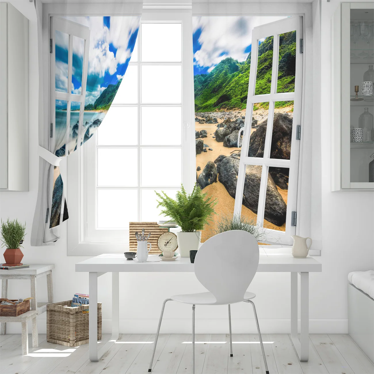 Beach Reef Landscape Outside The Window Luxury Home Curtains Modern Supplies Living Room Bedroom Custom | Дом и сад
