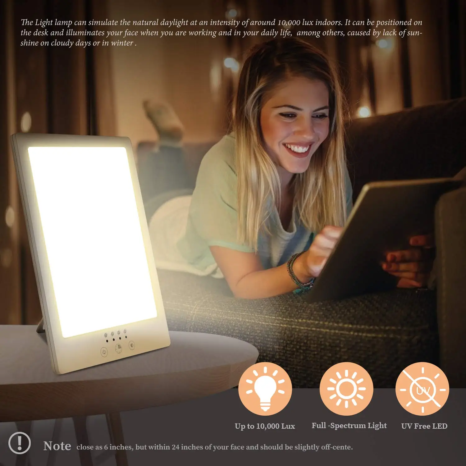 

Daylight Therapy Lamp Sad Light 3200k Happy Mood Light Touch Dimmable For Winter Anti Depression Led Nightlights Sad Therapy