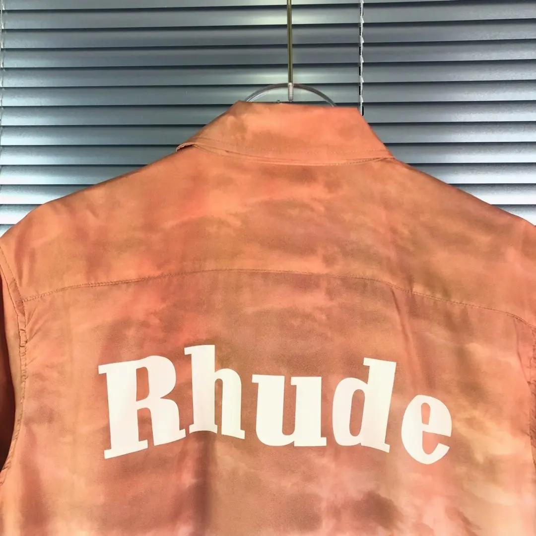 

Rhude Cactus Shirts Men Women High Quality Digital Print Sunset Glow RHUDE Shirts 1:1 Collar Tag Label Blouse