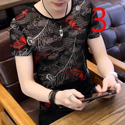 

2019 new silk short-sleeved t-shirt male ice silk thin section half-sleeve tide brand wild self-cultivation