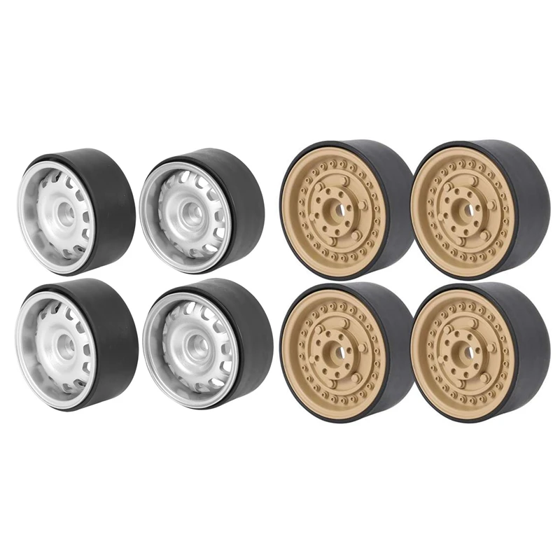 

8 шт., металлическая ступица обода колеса 1,9 дюйма для автомобилей Axial Scx10 1/10 Traxxas Trx4 Tf2 Rc4wd D90, желтого и серебристого цвета