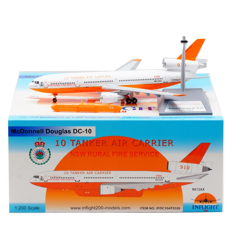 27 см 1:200 дугласова DC-10-30 N612AX сельская пожарная Услуги авиакомпаний литья под