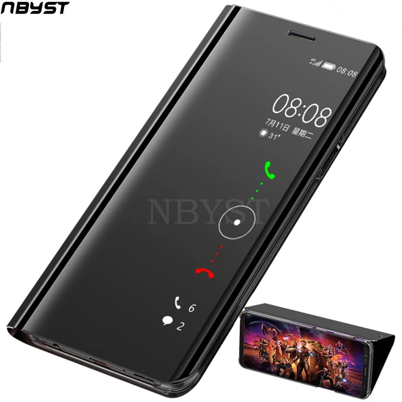 Зеркальный кожаный чехол с «умной» передней панелью для huawei P Smart P20 P10 P9 P8 Lite Y5 Y6 Y7 Y9 Nova 2i 3E Honor 7A 7C Pro 8 9 Lite