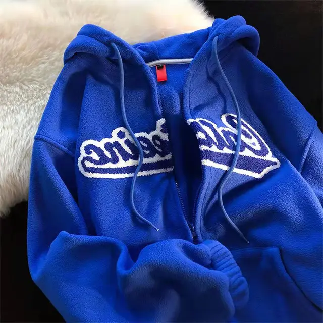 New Polar Fleece Hoodies Women Casual Embroidery Clothes for Teens Sweatshirts Vintage Pink Tops Retro Winter Women Hoodie 3