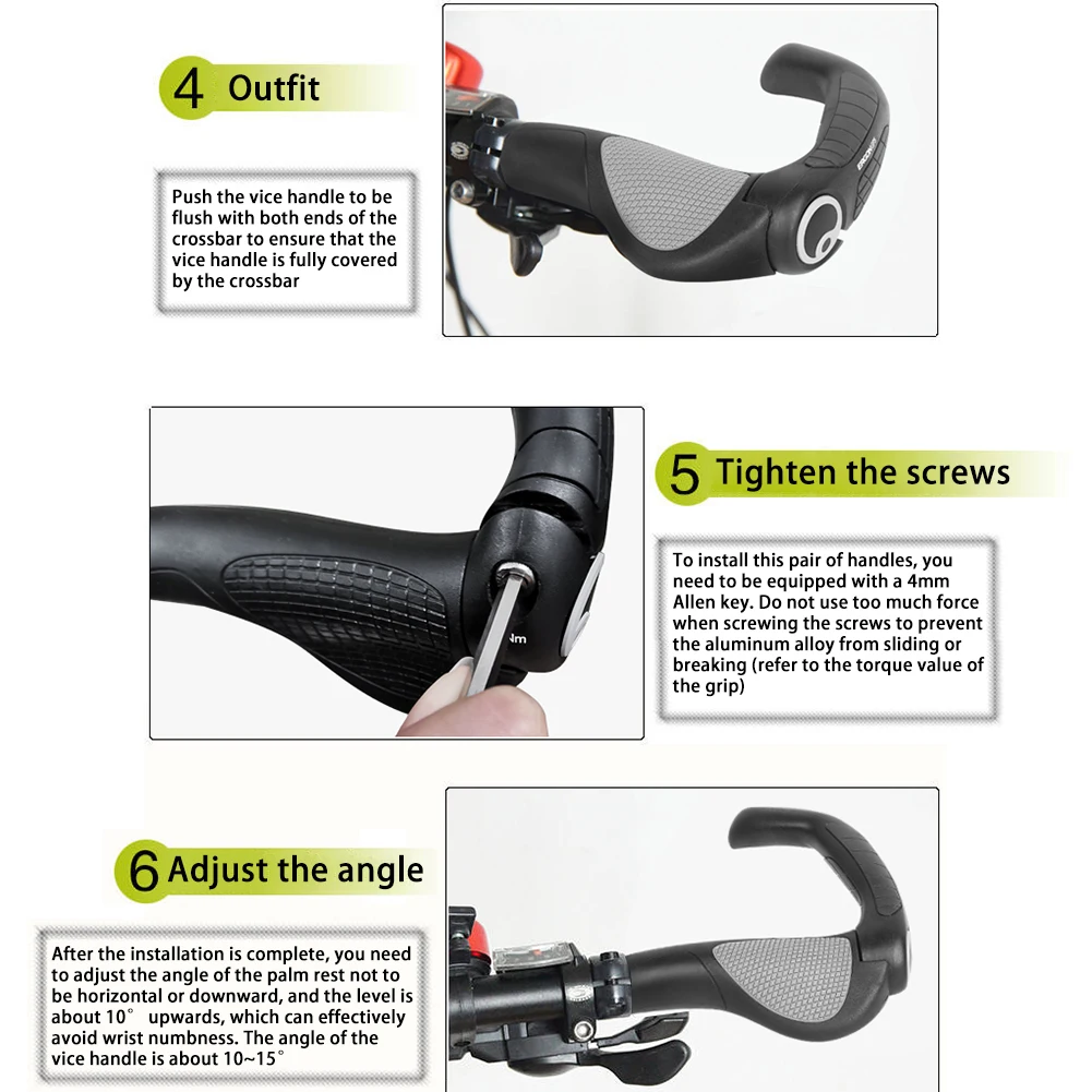 

MTB Grips Bike Lock-on Bicycle Handlebar Grips with Extended Bar End Support Ergonomics Cycling Handlebar Covers Bike Grips