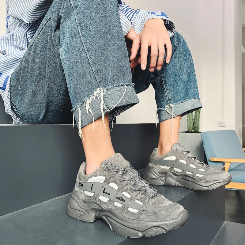 

Men'sShoes Plus Size 39-44 Men's Sports Shoes Running Sports Mesh Women's Flat-Bottom Thick-soled Sports Shoes Increased Comfort