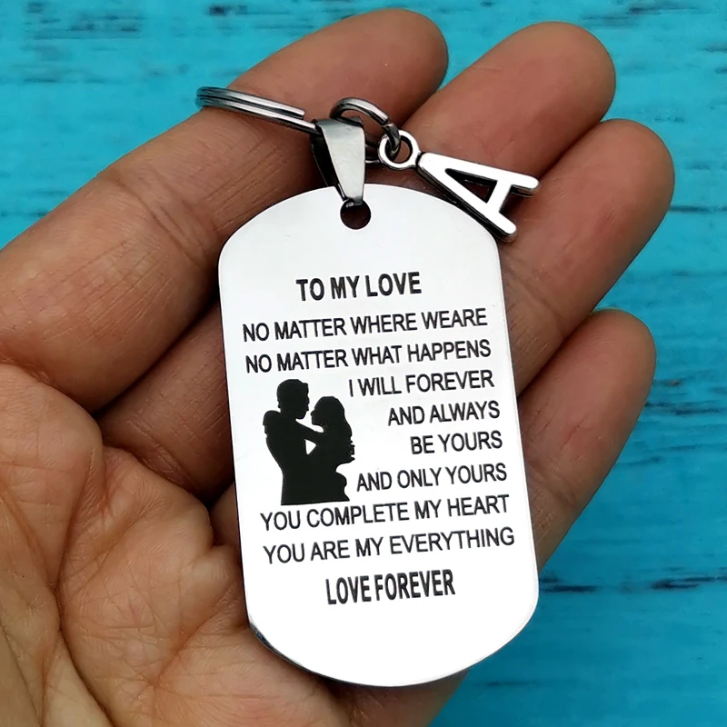 Stainless Steel Couple Keychain Pendant Couple Gift for Boyfriend Girlfriend Fiance Husband Wife