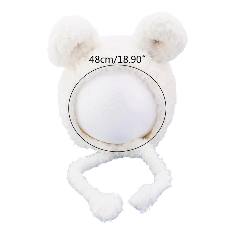 

W3JF Autumn Winter Warm Cute Baby Plush Beanie Ear Protection Solid Color Hat