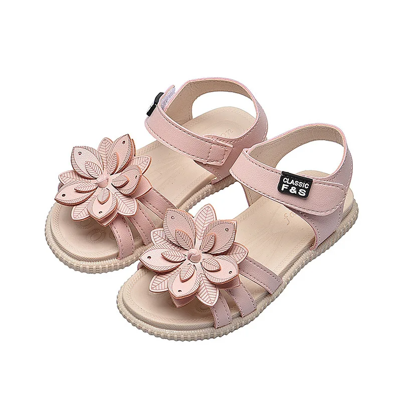 

Детские сандалии для девочек, летняя Корейская версия, модная обувь на мягкой подошве в римском стиле для маленьких принцесс, детская обувь ...