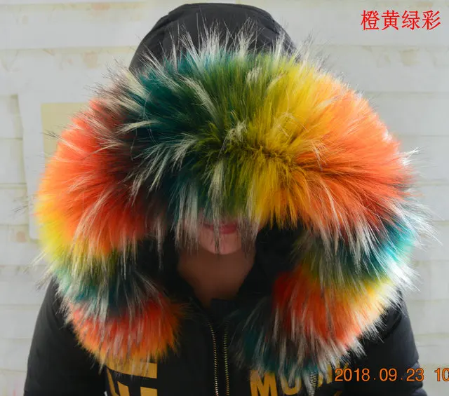 Разноцветная зимняя куртка Паркера с воротником из искусственного меха енота