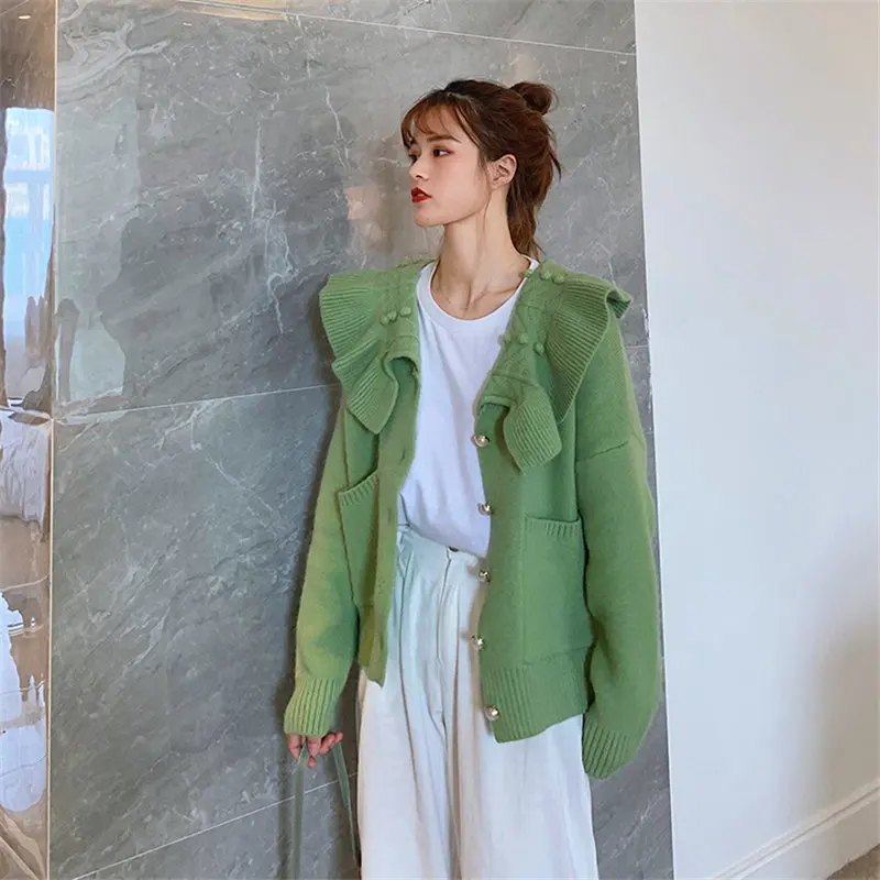 Женский трикотажный кардиган с оборками Alien Kitty повседневный элегантный свитер