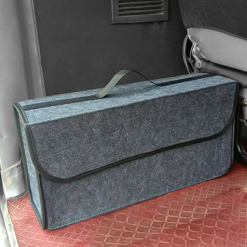 Car Folding Storage Bag For Felt Fabric Trunk Case Interior Accessories Solid Portable Stowing Tidying Container | Автомобили и