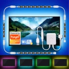 Светодиодная лента TUYA с Wi-Fi, гибкая осветительная полоска RGB с USB светильник телевизора 43-75 дюймов, 5 В, настольное украшение, подсветильник ка для экрана телевизора
