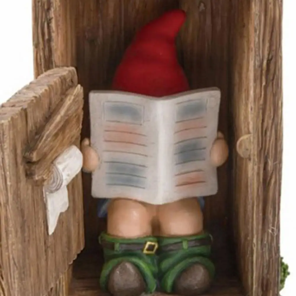 

Reading Book Gnome Statue Forgot Closing Door Resin Funny Vivid Naughty Dwarf Ornament Garden Decorative Stake Sculpture new