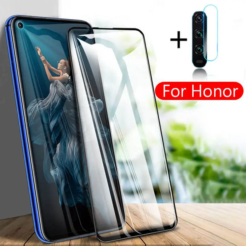 Защитное стекло 2 в 1 для Huawei Honor 20 Pro камеры Lite 10 Light зеркальные защитные передние