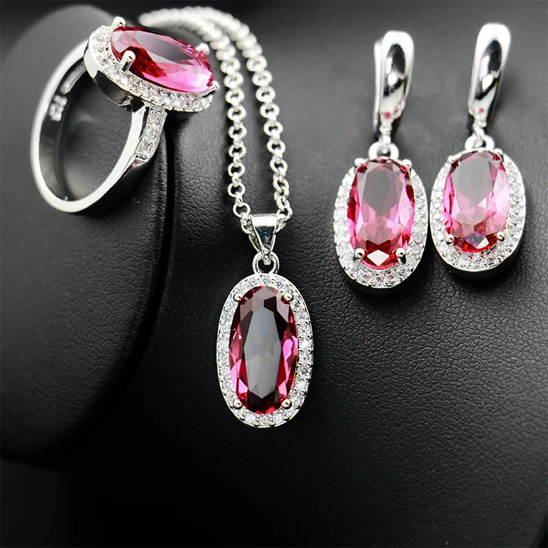 Женский комплект украшений Bague Ringen кольцо с камнями и сережками из серебра 925