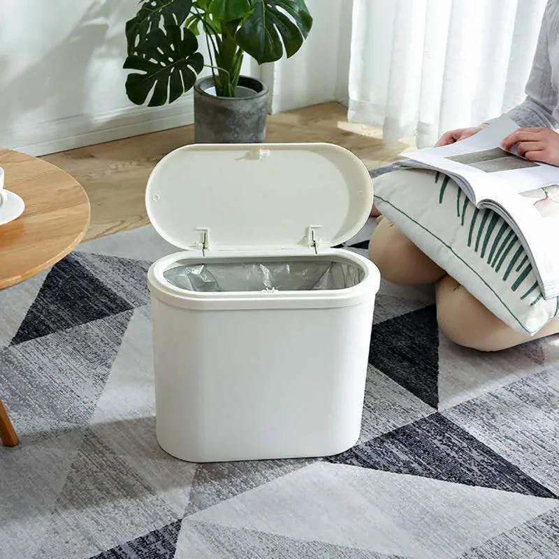 

Push-in Crevice Sanitary Bucket Creative Square Assortment Cover Plastic Bucket Toilet Trash Can Bin