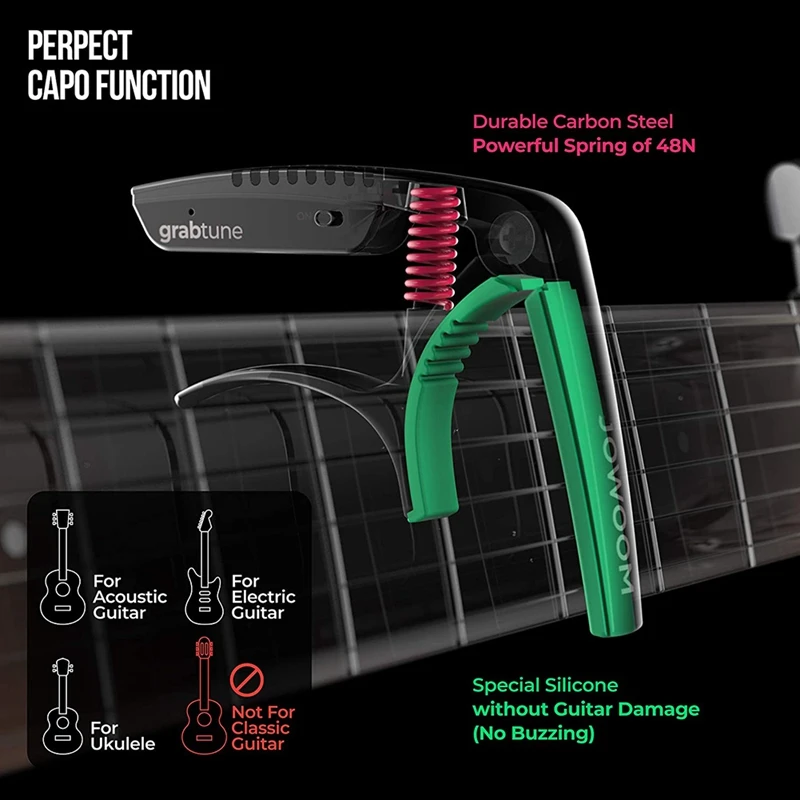 

JOWOOM Grabtune Acoustic Guitar Capo-Tuner 2 in 1 Equipment Precise and Accurate Tuning System