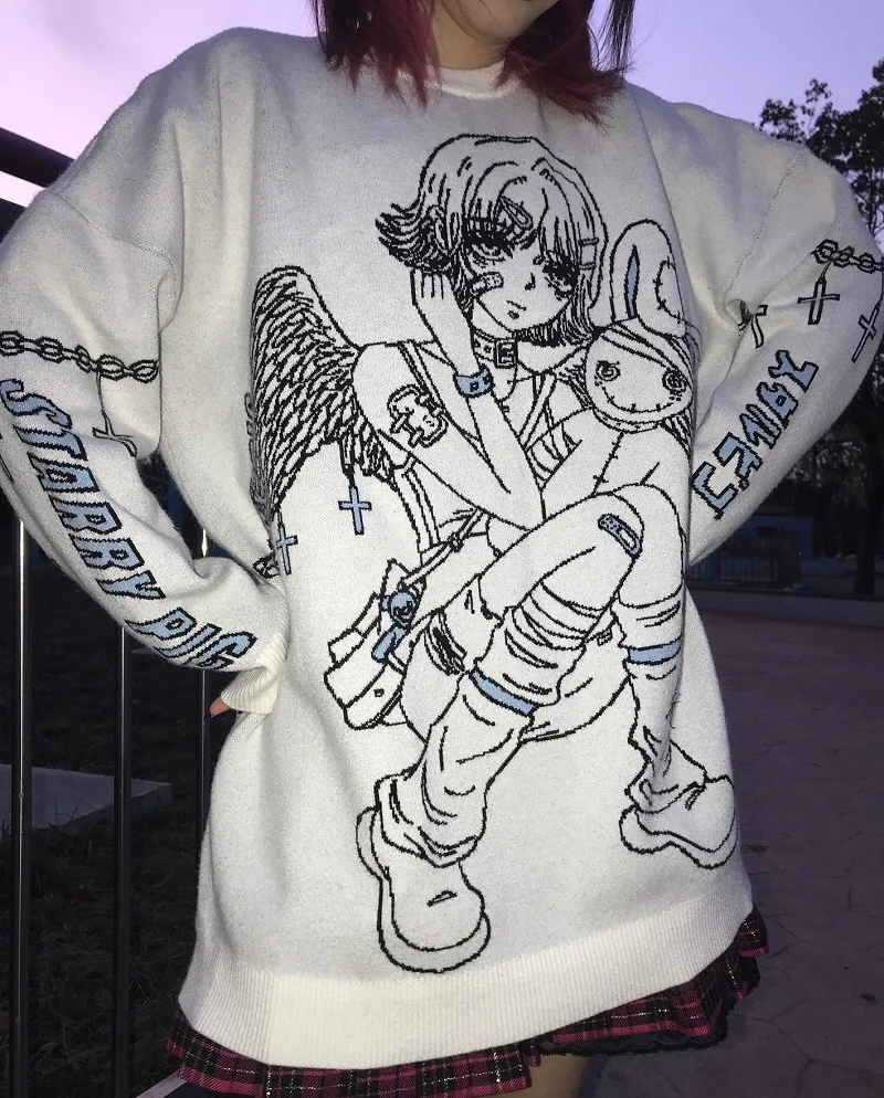Женский вязаный свитер в стиле Харадзюку | Женская одежда