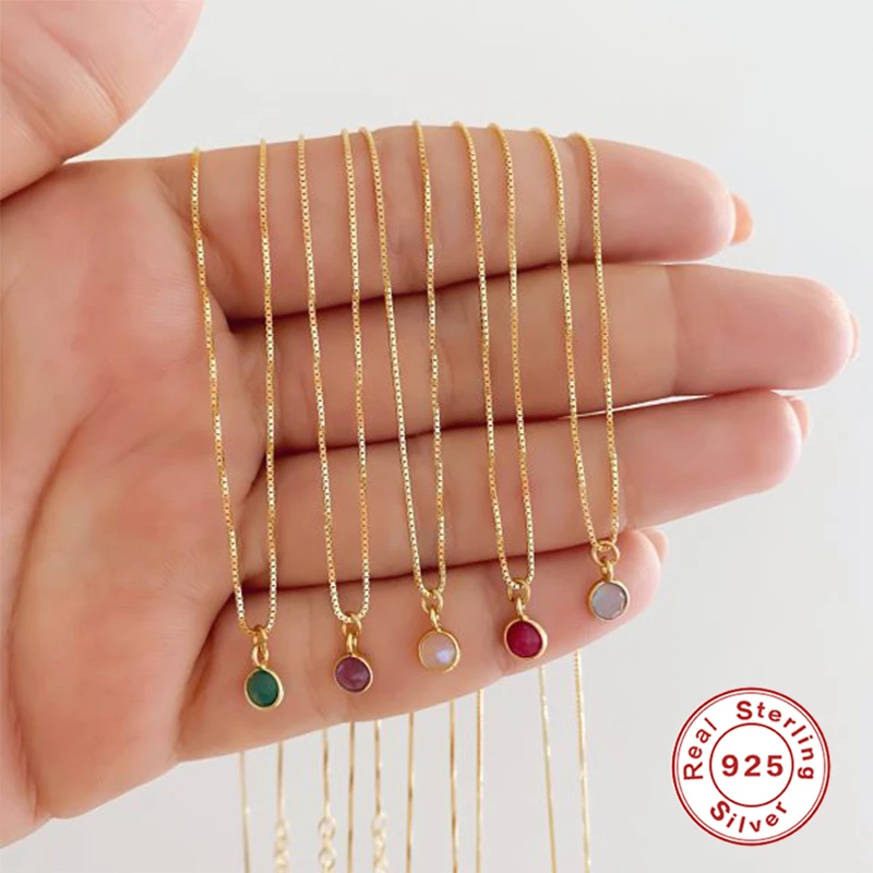 

100% S925 Sterling Silver Pendents Necklaces Simple Round Color Diamond Necklaces for Women Collarbone Necklace Gift Jewelry