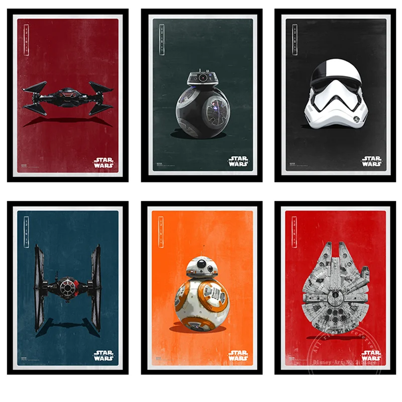

Disney Star Wars The Force Awakens Anime Poster Canvas Painting Print Wall Art for Girls Bedroom Pictures Decor