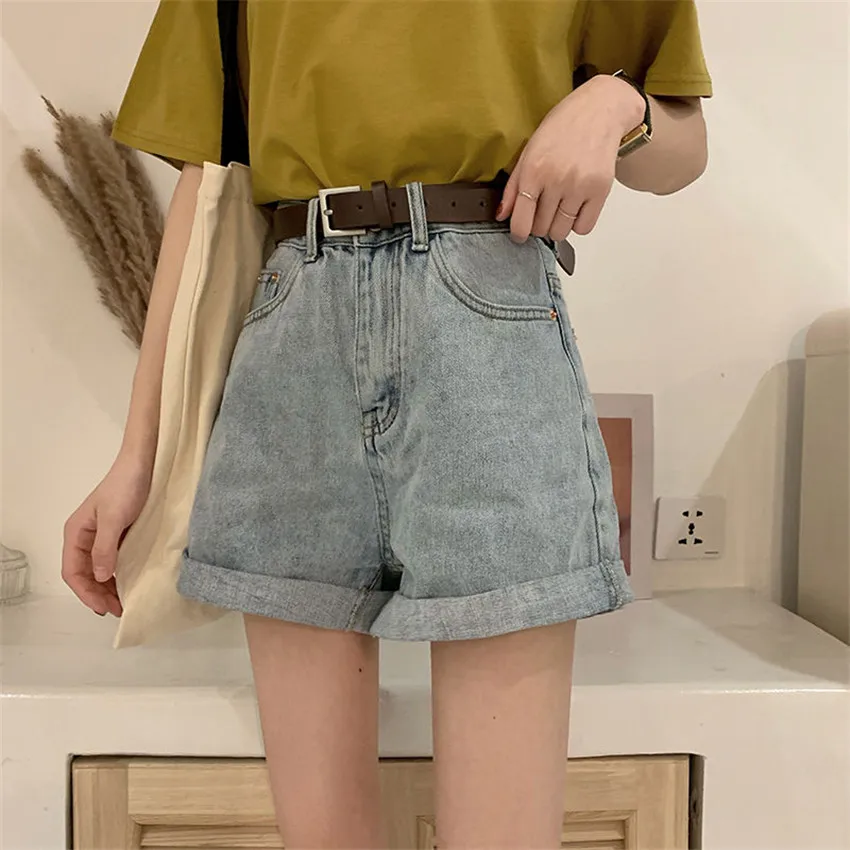 

Vintage High Waist Denim Shorts Women 2020 Summer Korean Style Casual Roll Up Shorts Jeans Hot Short Pants