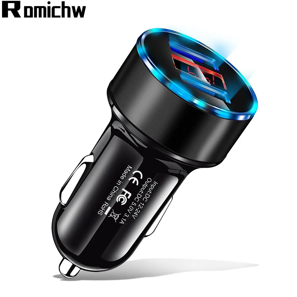 ROMICHW 3.1A двойной зарядное устройство usb светодиодный дисплей Универсальный