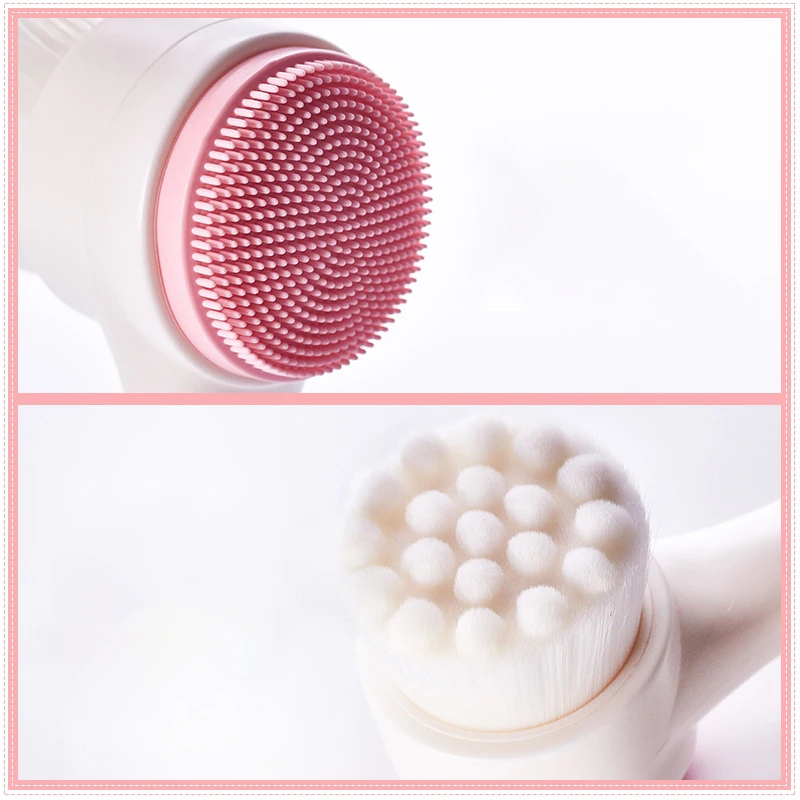 Двухсторонняя силиконовая Очищающая щетка для лица мини Массажная машина