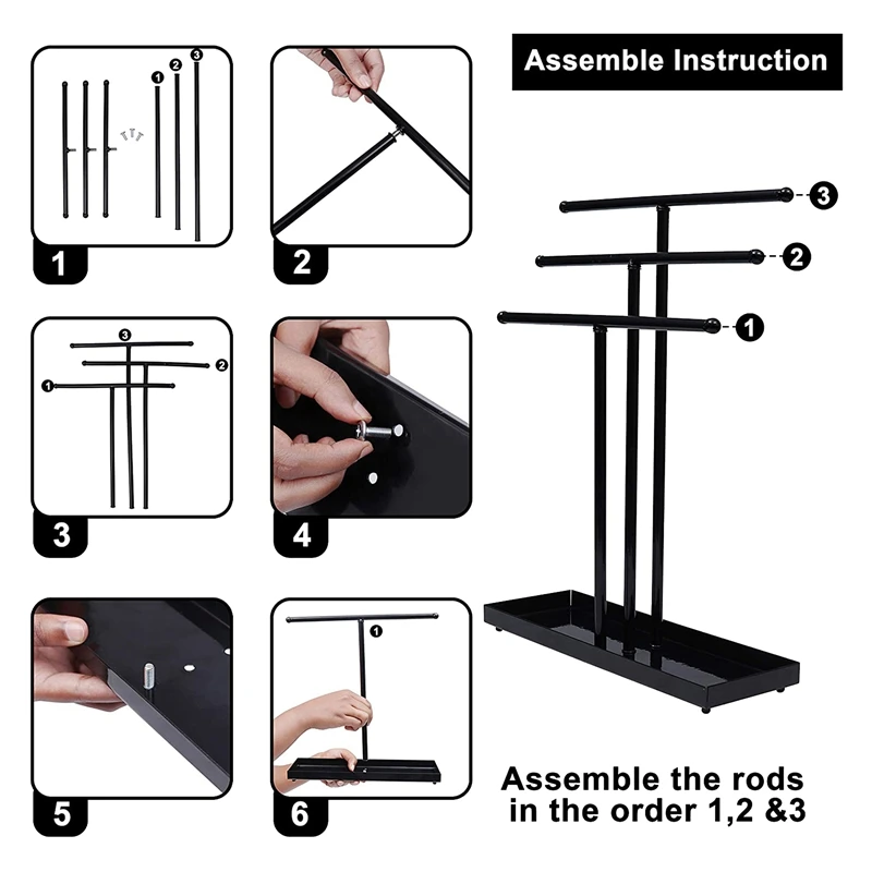 Стеллаж для хранения ювелирных изделий трехуровневый Настольный регулируемый