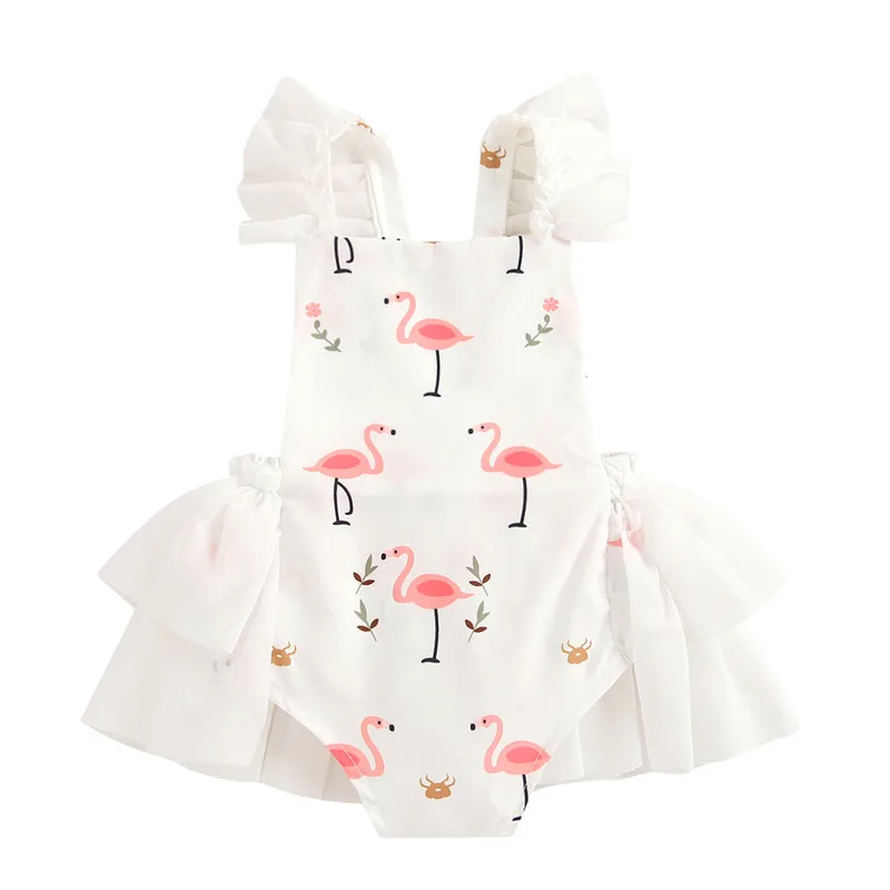 Милые летние комбинезоны для новорожденных девочек кружевные с оборками на