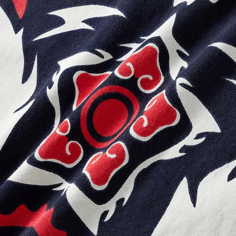 

Summer Men Hip Hop Short Sleeve Washed T-shirts Lion Dancing Head Print Tshirts Streetwear Harajuku Cotton Casual Tops Tees
