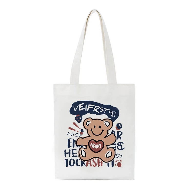 

Gothic Smiley Cartoon Hip-hop Canvas Bag Korea Ulzzang Shopper Bag Large Capacity Kawaii Bear Ins Harajuku Women Shoulder Bags