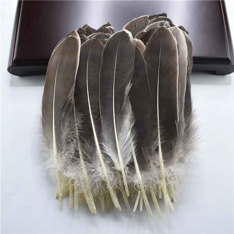 Natural color Жесткий полюс, натуральные гусиные перья для рукоделия, 5-7 дюймов/13-18 см, самодельные ювелирные изделия, перо, свадебное украшение для дома - Цвет: Natural color