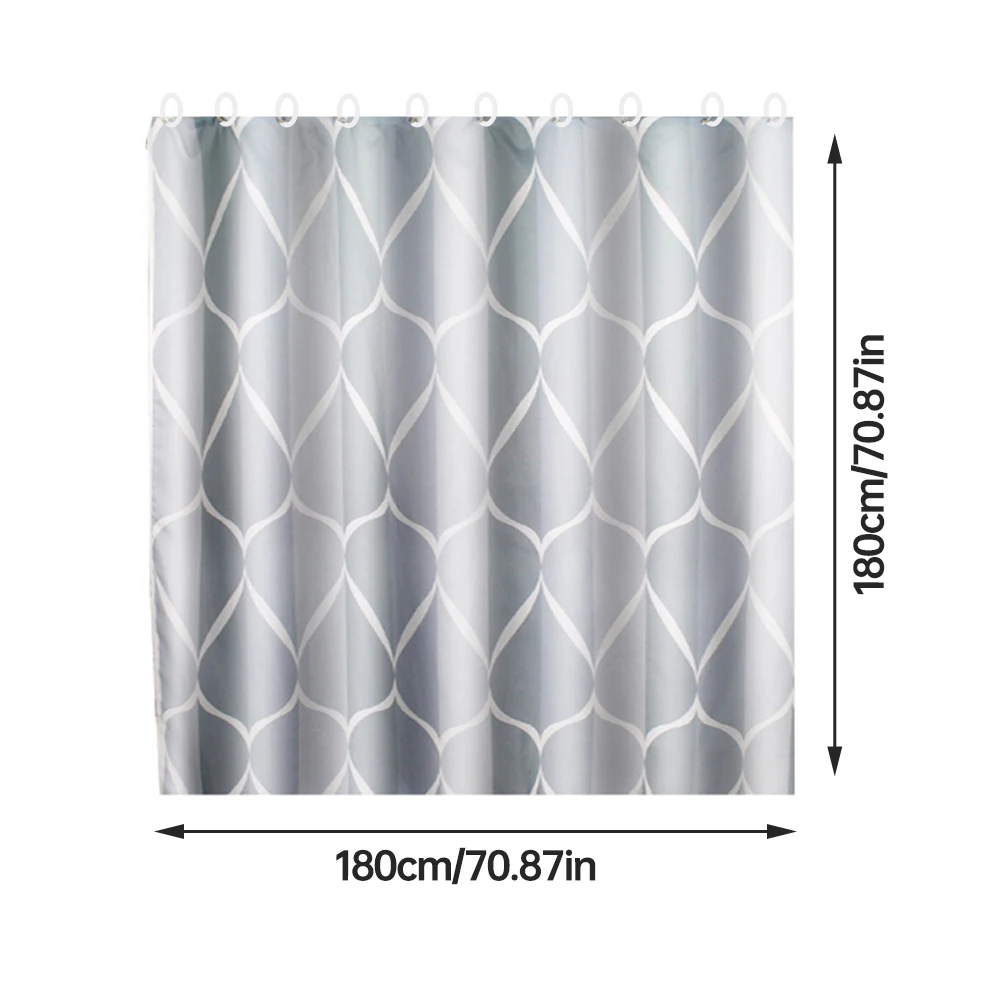 

12 Plastic Hook Shower Curtain Set Fabric Thick Waterproof Polyester Bath Curtains Washable Quick Dry Bathroom Accessories