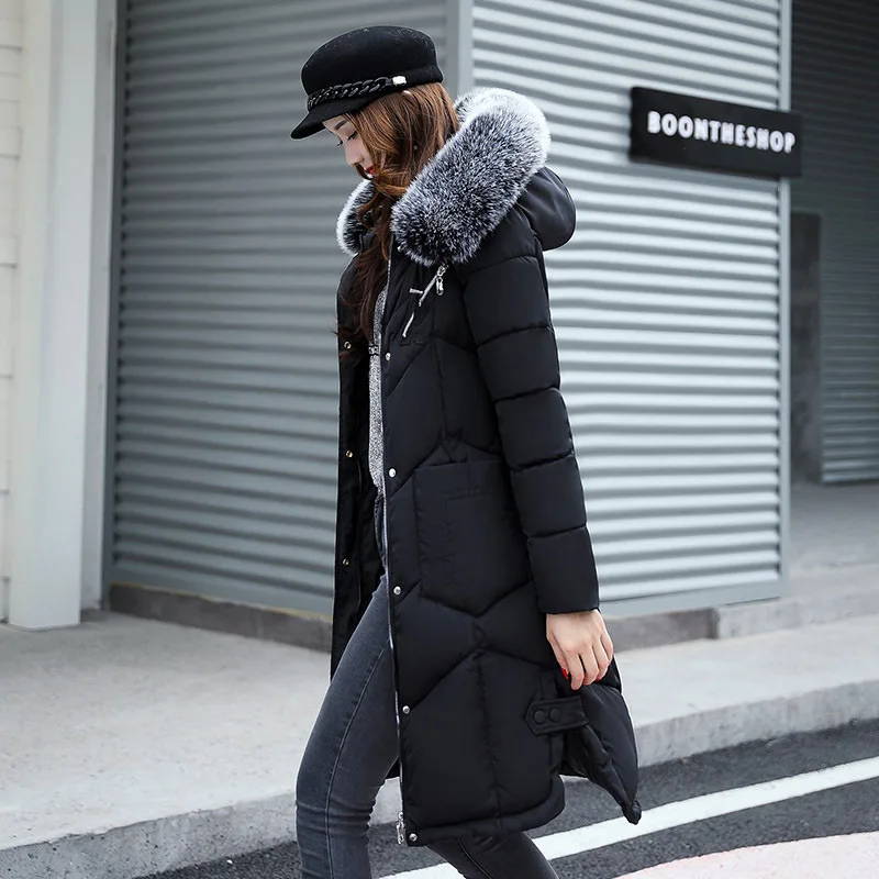 Coat jacket hooded winter jacket women parkas 2019 new women jacket fur collar outerwear female plus size long section coats