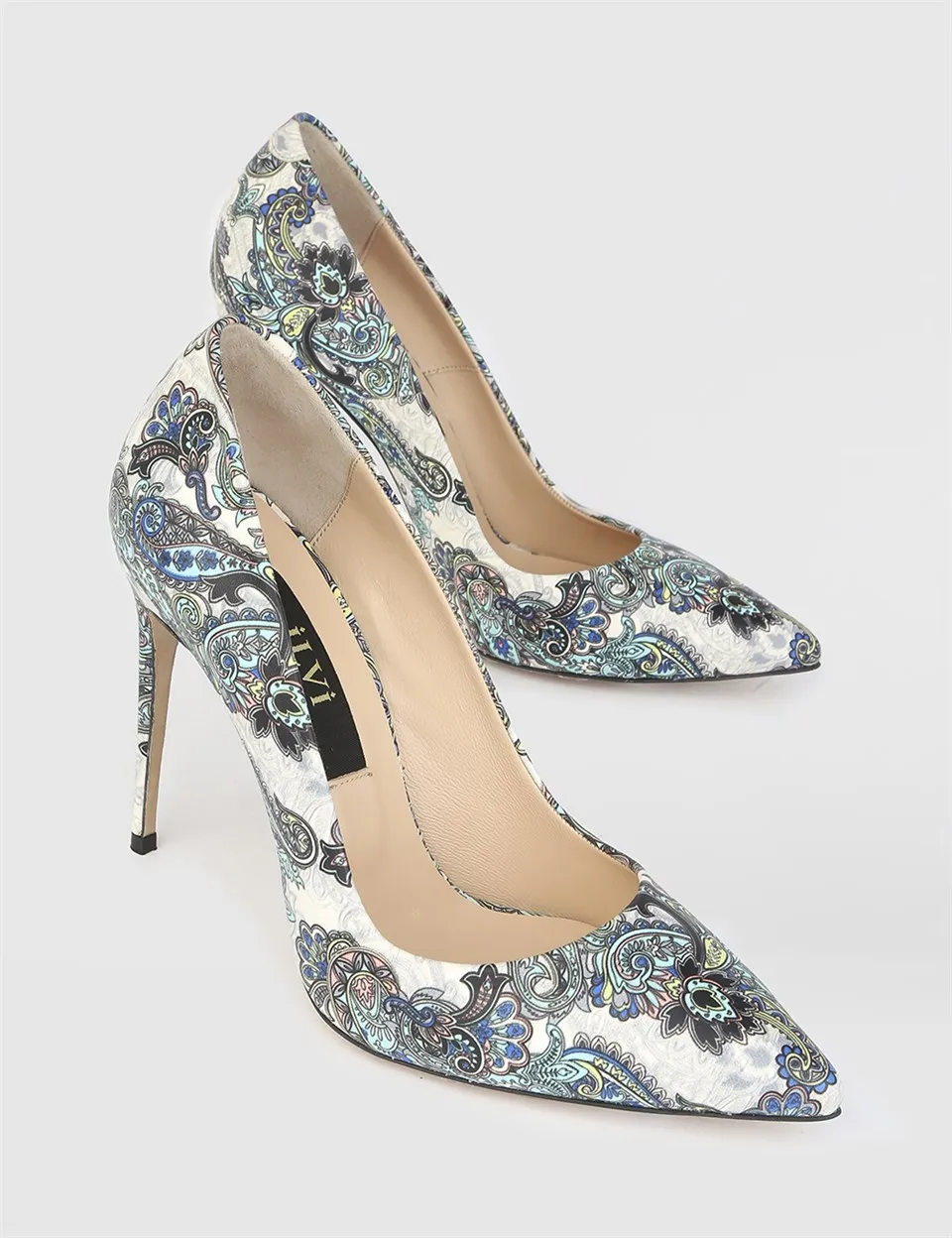 

ILVi-Genuine Leather Handmade Marcos Turquoise Leather Women's Stiletto Women Shoes 2021 Spring/Summer