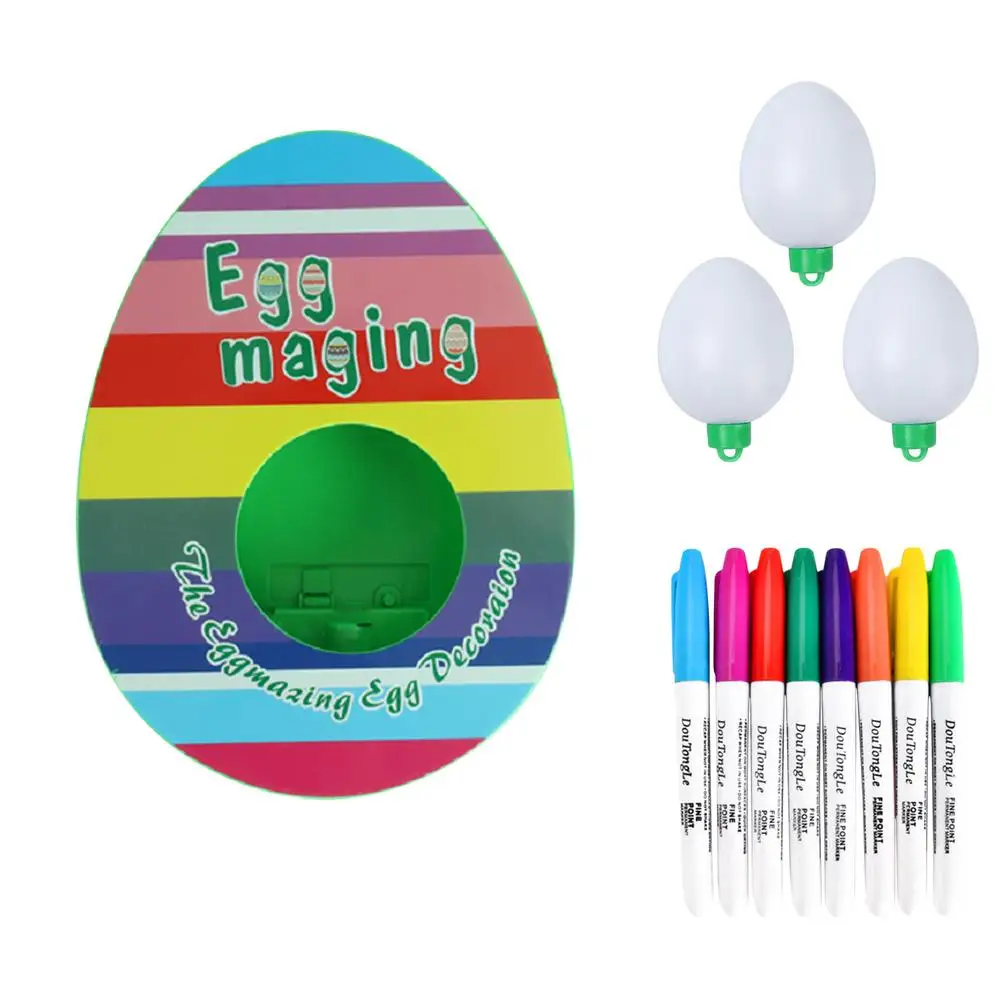 

DIY моторизованный Набор для украшения пасхальных яиц, набор для украшения, пасхальное яйцо с 8 красочными быстросохнущими маркерами