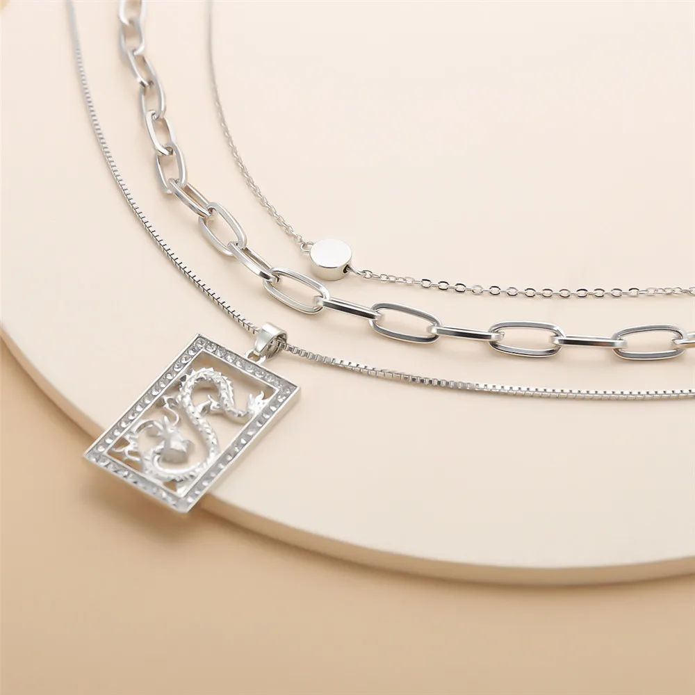 3 шт./компл. многослойные стразы ожерелье с кулоном дракона очаровательное колье