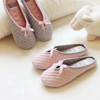 2020 new lovely bowtie winter women home slippers for indoor bedroom house soft bottom cotton warm shoes adult guests flats